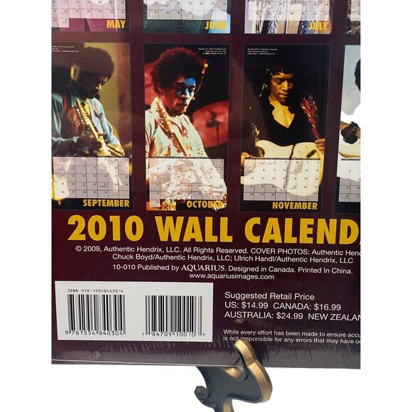 Authentic Jimi Hendrix 2010 Wall Calendar New Sealed Collectors Item Memorabilia - Picture 5 of 5